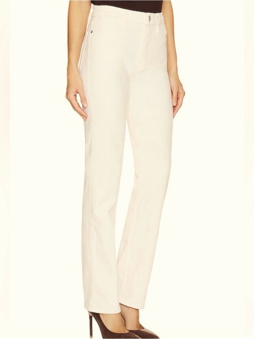 FRAME Cream Le Super High Straight Hight-Rise Straight Jeans